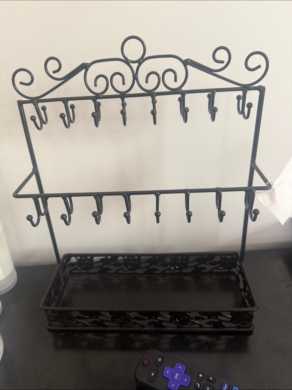 Black Decorative Metal Jewelry and Earring Organizer